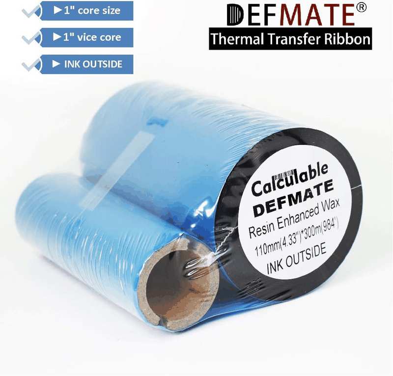 Calculable Resin Enhanced Wax 4.33" X984' (110Mm X 300M) 1" Core 1" Vice Core Ultra Durable Thermal Transfer Wax Ribbon for Zebra Desktop Printer S4M Z4M 105SE 105S 105SL 105Slplus 160S S500 S600.Etc image number 4