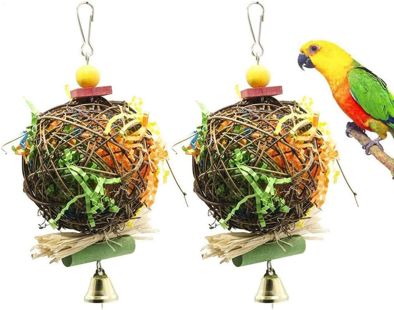 2 Pcs Bird Chewing and Foraging Toys - Parrot Cage Hanging Toy for Budgies Parakeet image number 4