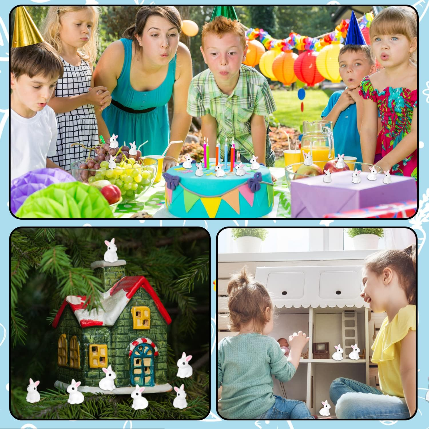 KIMOBER 50PCS Mini Bunny Miniature Figurines,White Resin Rabbit Figures for Fairy Garden Easter Egg Fillers Landscape DIY Terrarium Crafts image number 3