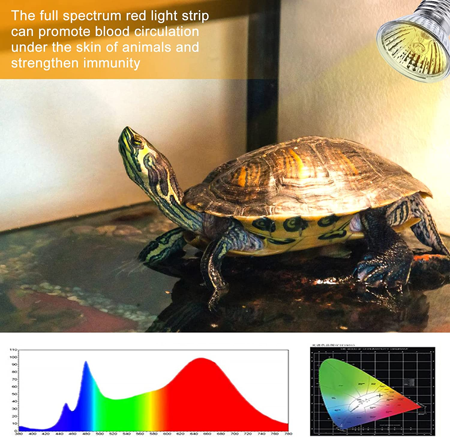 Turtle Heat Lamp, Pack of 6 Heating Bulbs, 50 W UVA UVB Dimmable Halogen Bulb, E27 Heat Spot Lamp, 220-240 V Pet Heating Lamp for Lizards, Aquarium Reptiles, Turtles (Heat Lamp) image number 1
