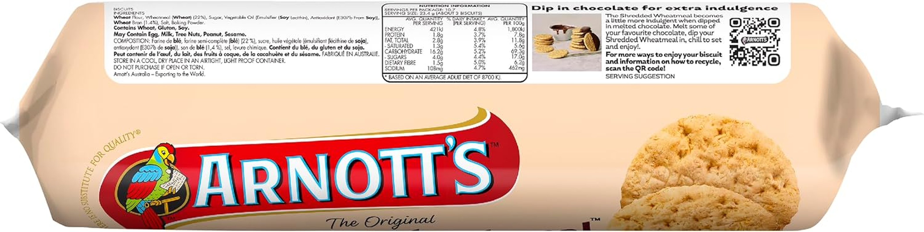 Arnott'S Shredded Wheatmeal Plain Biscuits 250G image number 2