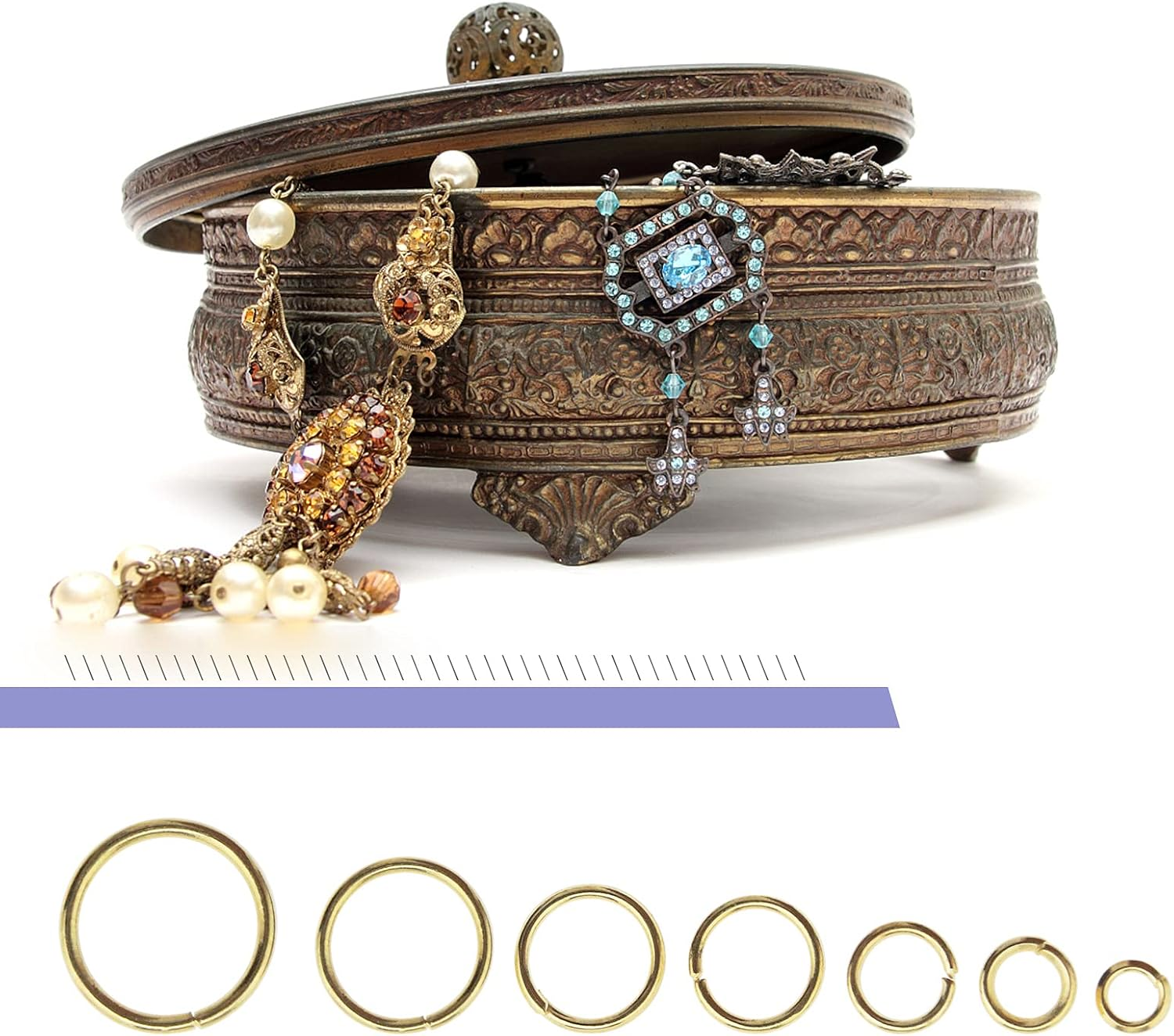 Emsea 1450Pcs Assorted Sizes Gold Open Jump Rings DIY 3 4 5 6 7 8 10Mm with Box image number 3