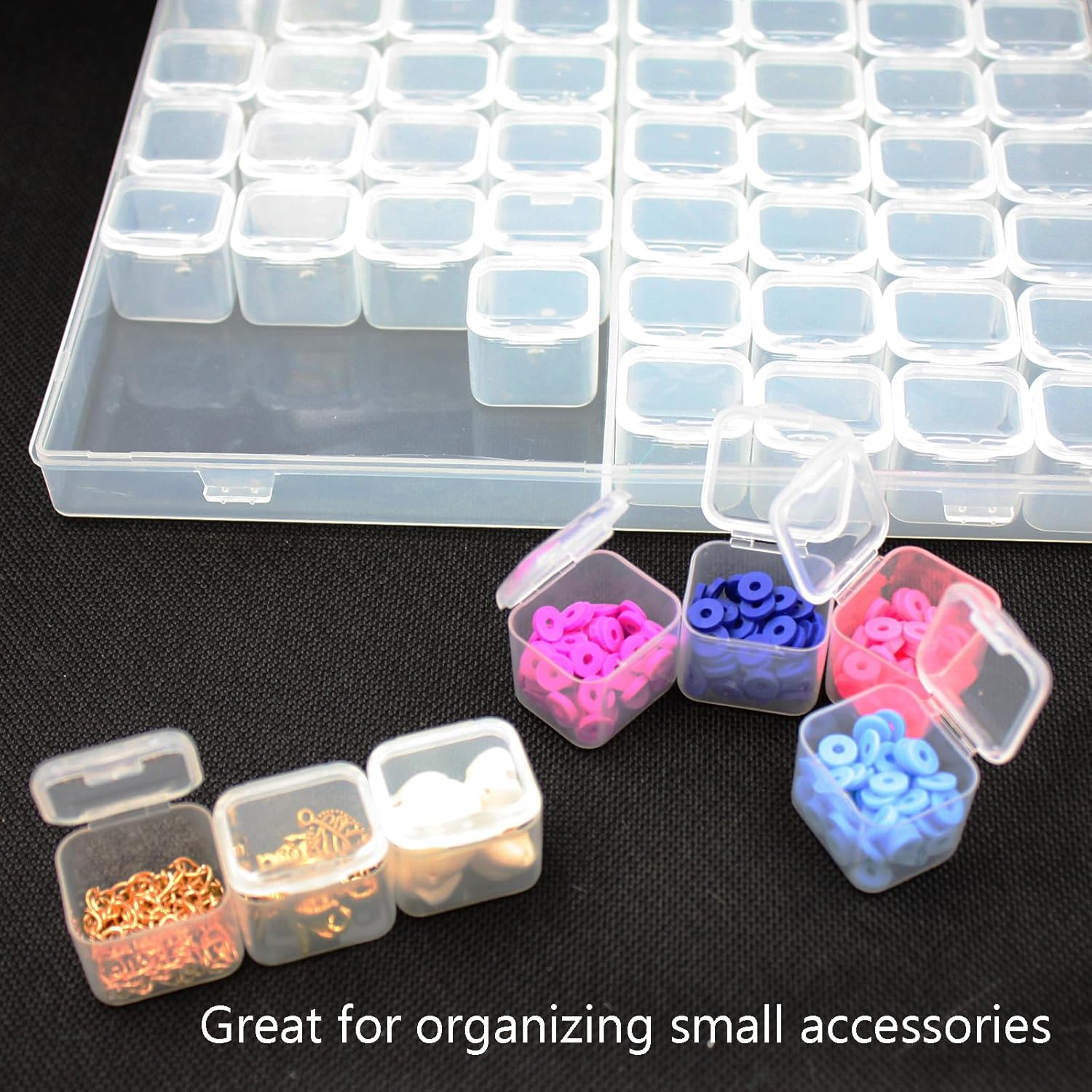 Acbbmns 1Pc 56 Grids Diamond Painting Box Clear Plastic Beads Storage Organizer Box Embroidery Case for Diamond Painting Accessories DIY Rhinestone Beads Nail Art Small Findings image number 2
