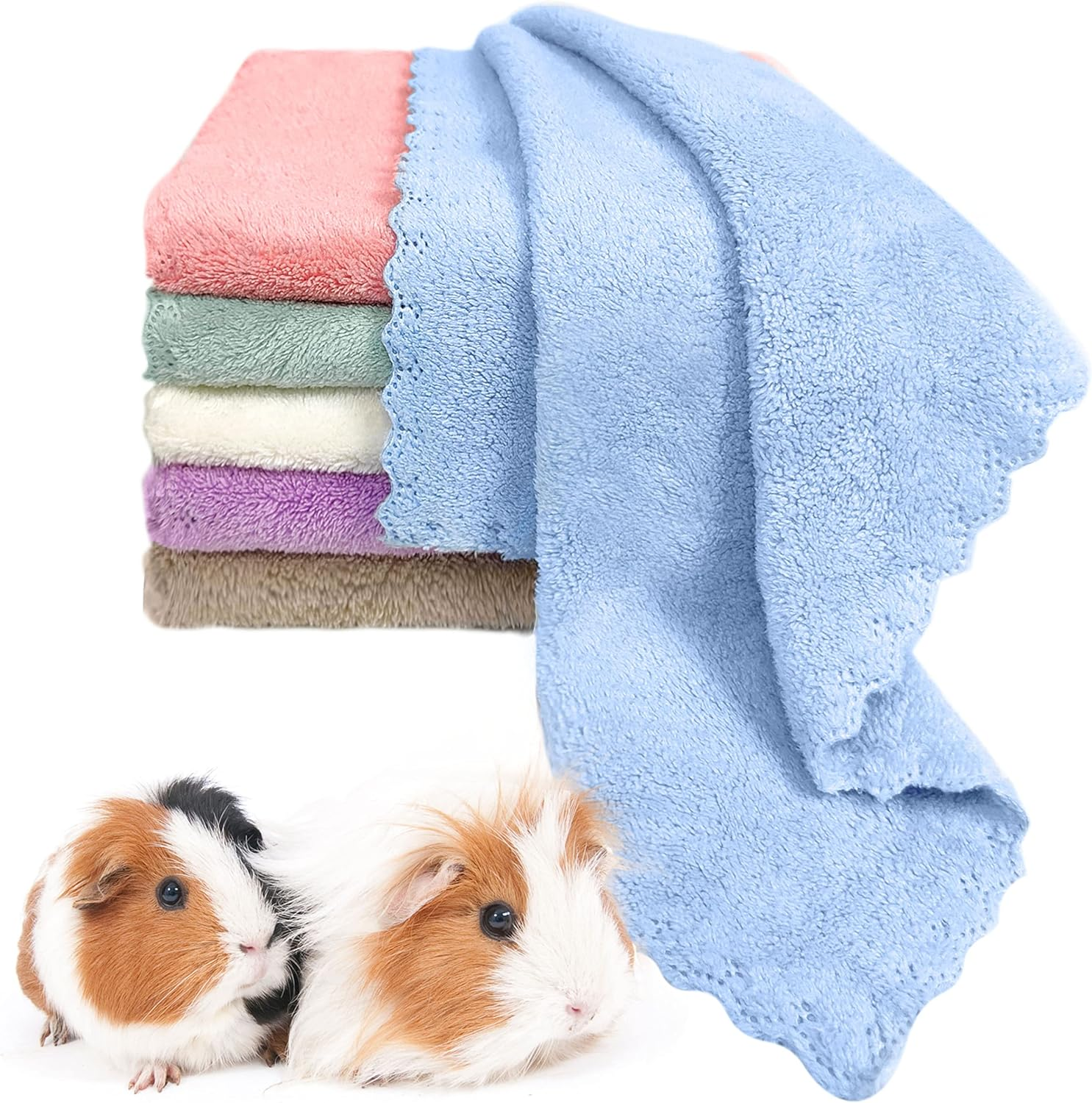 6 Pcs Guinea Pig Blankets Small Animal Fleece Bedding Washable Cage Liner Ultra Soft Hedgehog Pad Sleep Mat Ferret Beds Cage Accessories for Rat