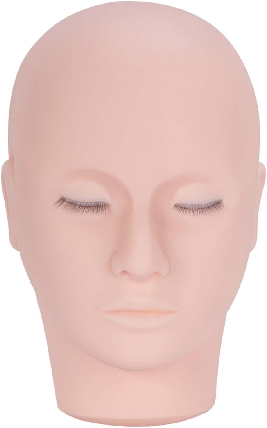Eyelash Mannequin Head Cosmetology Doll Face Head with Eye Lashes, Durable Easy to Clean, Rubber Practice Head for Home Use Salon Stylist image number 1