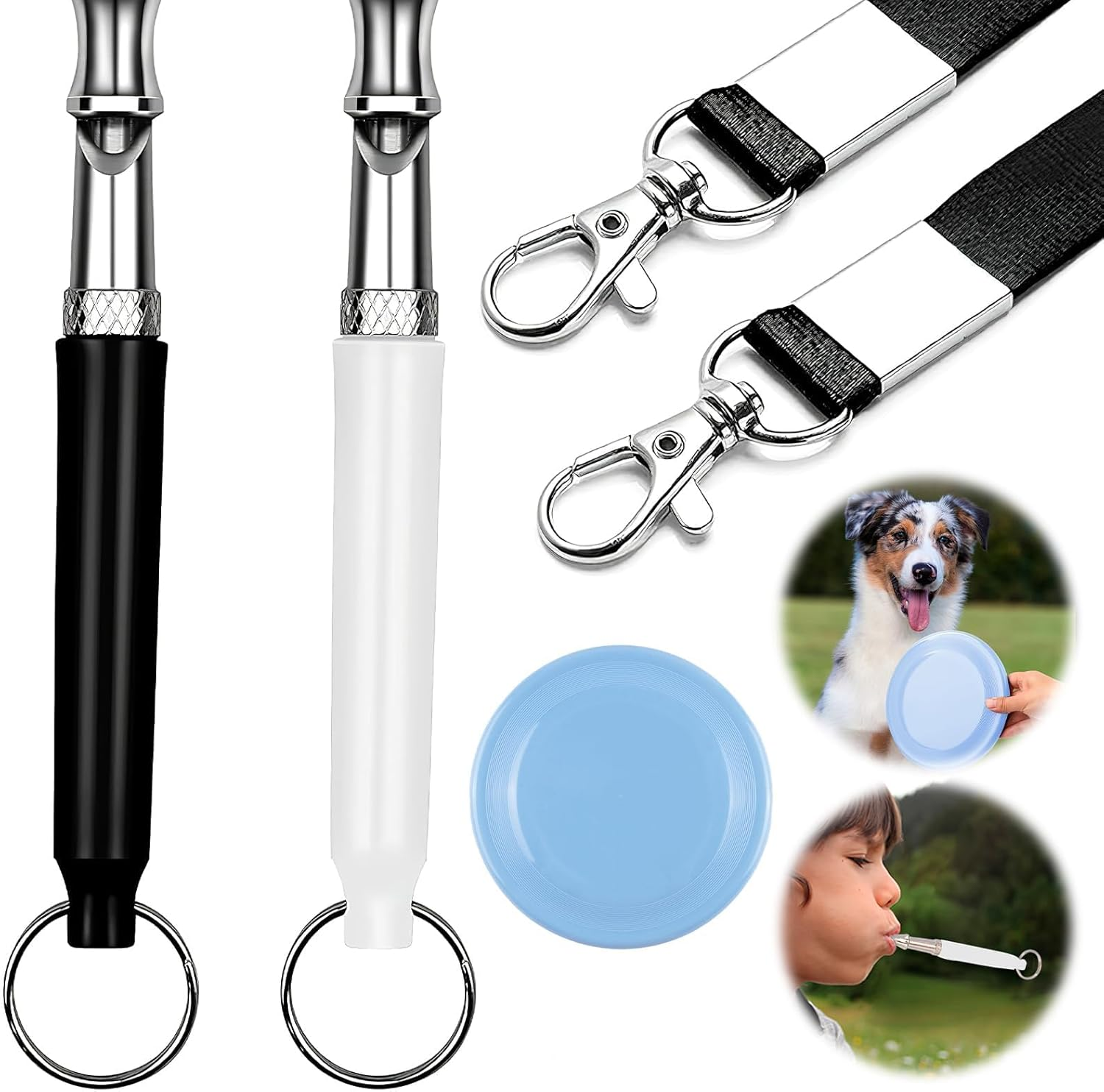 3 Pcs Dog Whistle Frisbee, Adjustable Ultrasonic Silent Dog Whistles to Stop Barking Neighbors Dog Flying Disc Puppy Flyer Toy React Faster Training Interactive Toys for Small Medium Dog (Blue) image number 5