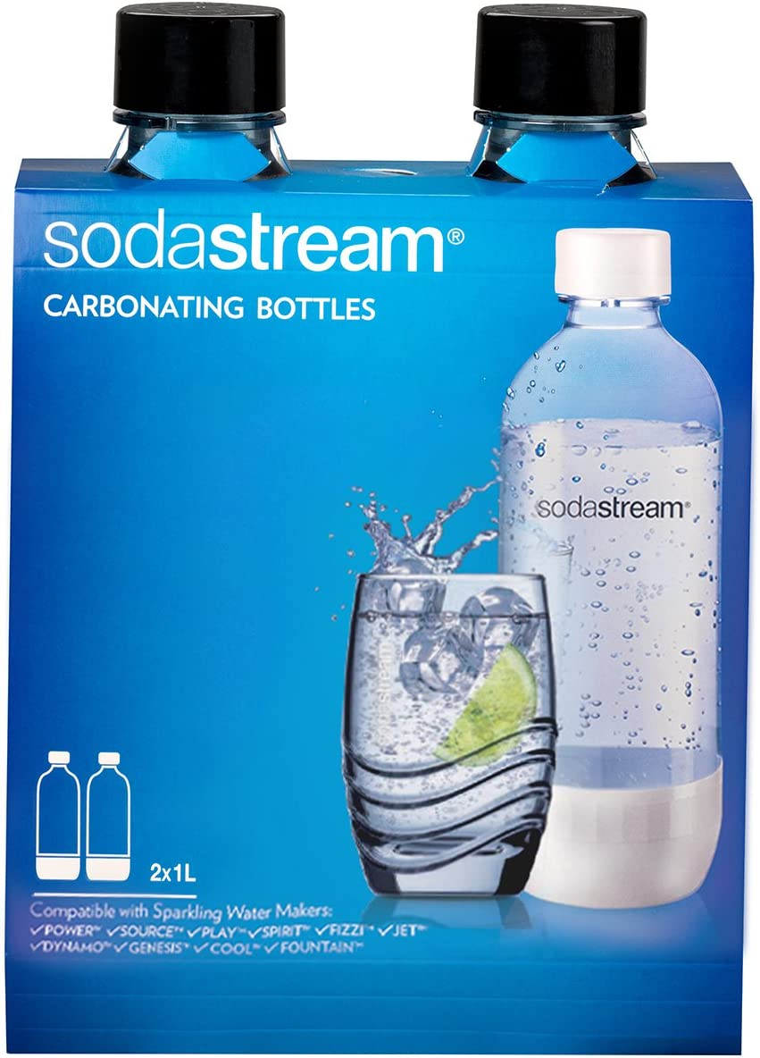 Sodastream 1100958011 1-Liter Carbonating Bottle, Black, 2-Pack