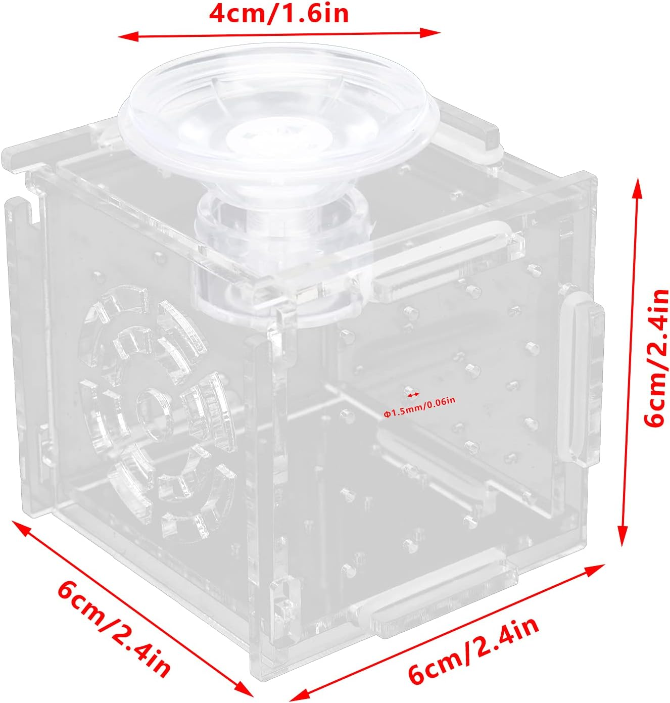 Fish Breeding Box, Aquarium Hatchery Transparent Fish Isolation Box with Feeding Hole for Shrimp(Single Grid Small Mini 6 * 6 * 6) image number 1