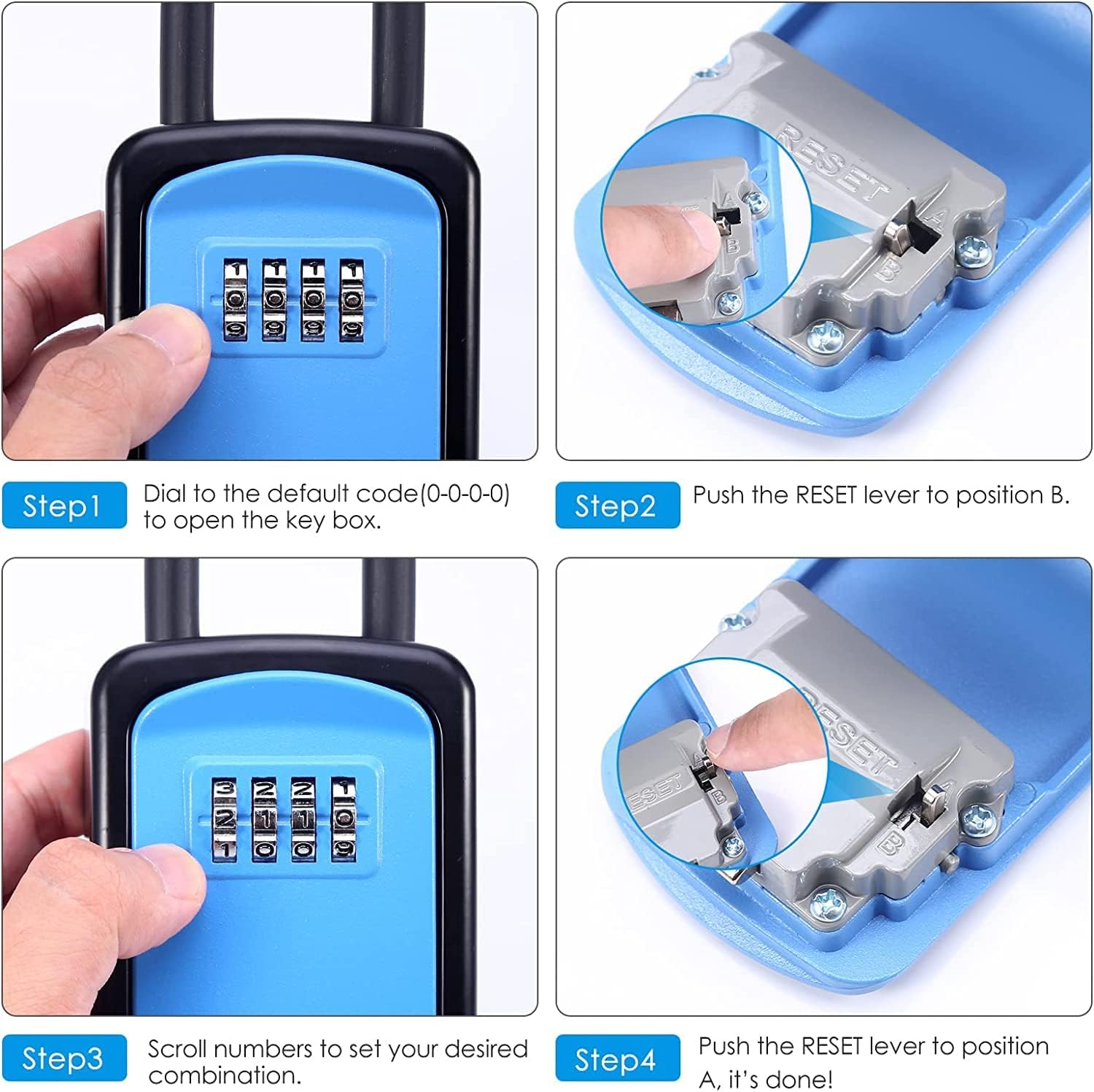 Key Lock Box, Wall Mounted Key Safe Box, Weatherproof 4 Digit Combination Key Storage Lock Box, 5 Keys Capacity with Removable Shackle for Indoor Outdoor, Small Size 3.66Inch image number 2