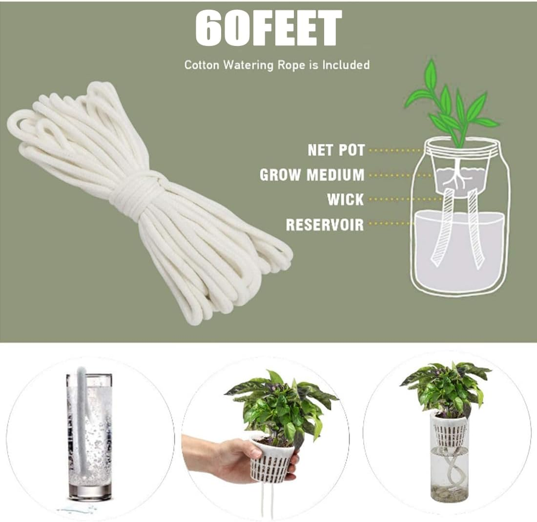 60 Feet Self Watering Capillary Wick Cord, DIY Self-Watering Planter Pot Automatic Water Wicking Hydroponic System Device Auto Seedling Waterer Rope String image number 5