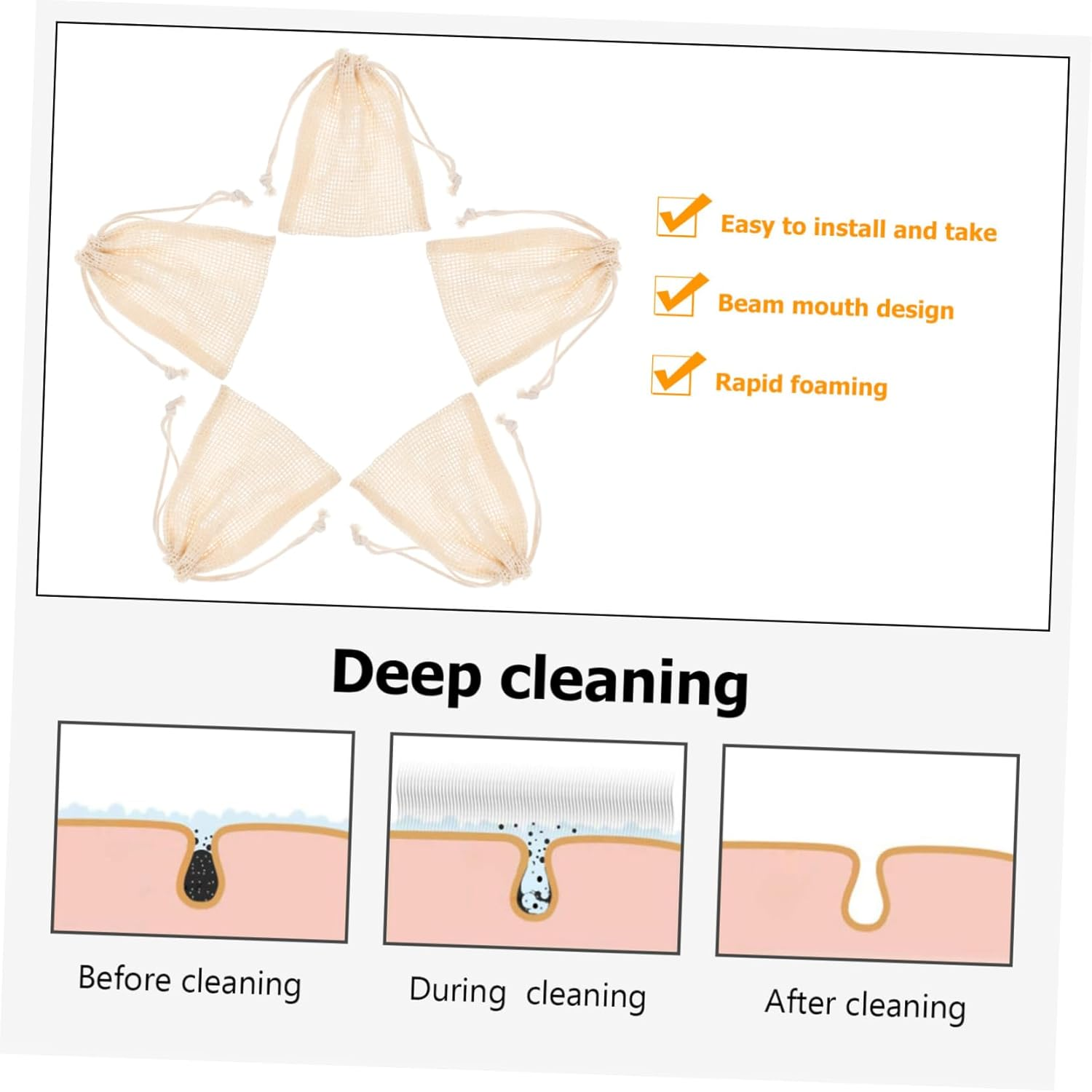 Soap Exfoliating Pouch 5Pcs Cotton Linen Bathing Soap Bags for Bathing Care and Skin Friendly Use image number 4