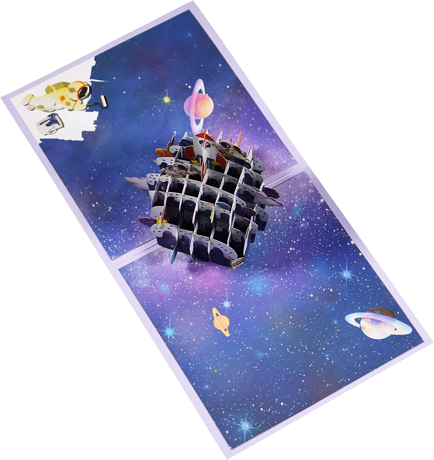 Magic Ants Outer Space Pop up Birthday Card,3D Birthday Popup Cards,Birthday Cake Funny Postcards Pop up Greeting Cards,Pop up Birthday Cards for Women Men (Birthday Cake - Rockets and Astronauts) image number 2