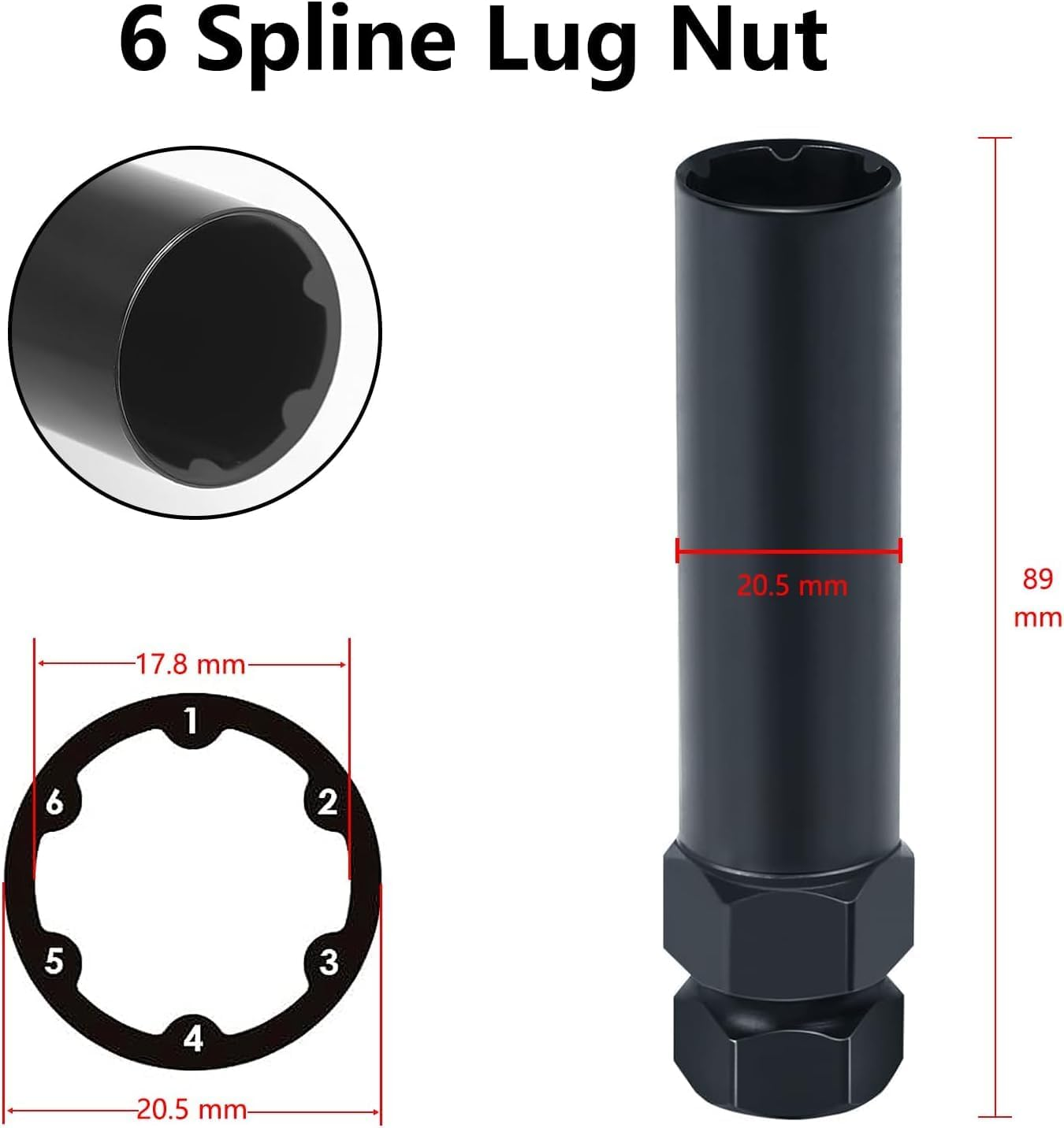 2-Piece 6 Spline & 7 Spline Tuner Socket Key Tool &ndash; Thin Wall (20.5Mm Diameter) for 17Mm & 19Mm (3/4") Hex Sockets &ndash; Wheel Lock Lug Nut Replacement for Aftermarket Wheels image number 2