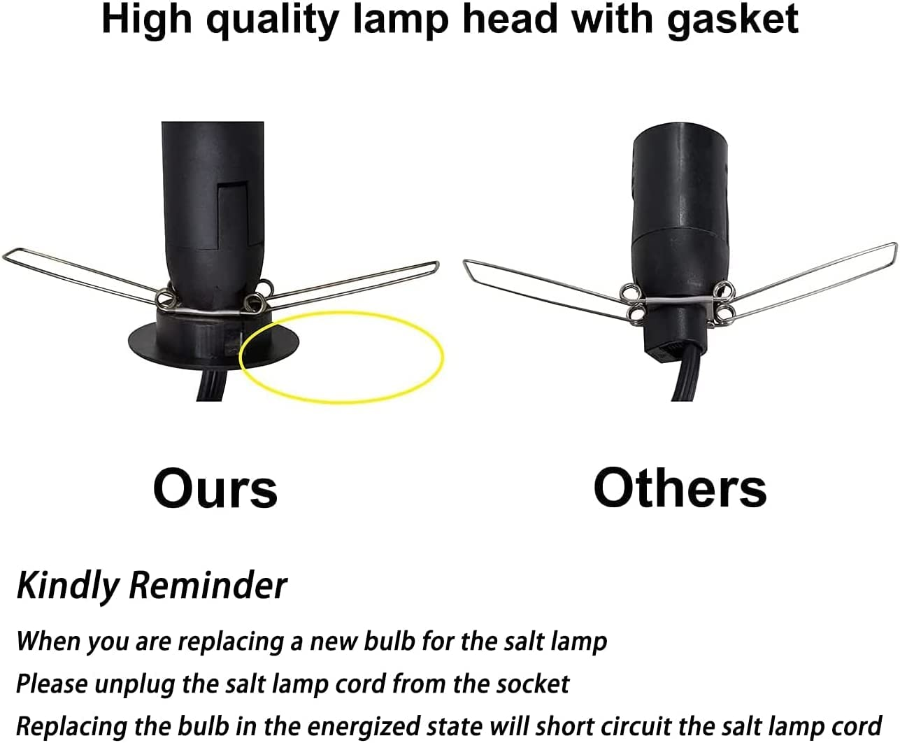 Salt Lamp Cord Replacement with On/Off Switch and 3 Free Bulbs, Original Replacement Power Cord with Base Assembly E14 Socket & Metal Clip, for All Himalayan Crystal Salt Rock Lamp - 240V SAA Standard image number 3