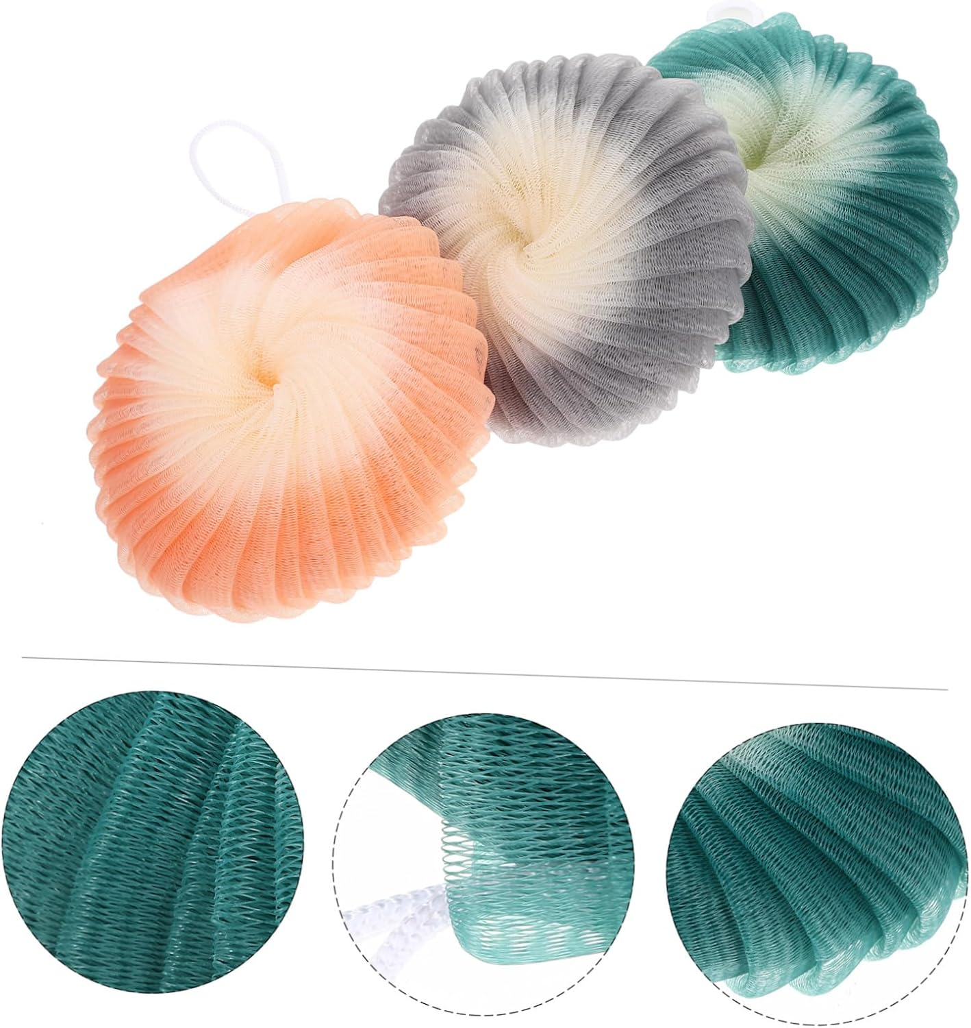 3Pcs Conch Flower Bath Ball Shower Loofah for Body Exfoliator Travel Friendly Bath Scrubber Made of Soft Material for Home and Showering image number 5