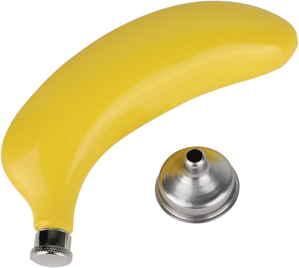 Stainless Steel Banana Shaped Whiskey Flask, 5Oz Leak Proof Portable Alcohol Bottle with Funnel for Camping Outdoor Parties Travel Drinking Storage image number 2