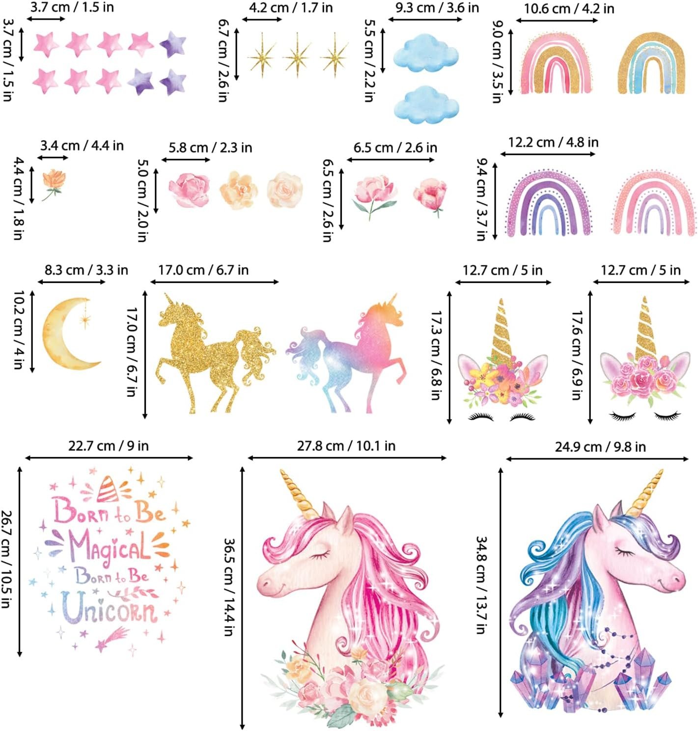 DECOWALL Unicorn Wall Stickers &ndash; Rainbow & Unicorn Wall Decals with Motivational Quotes for Kids Bedroom Nursery & Playroom Decor (DS8-8049)