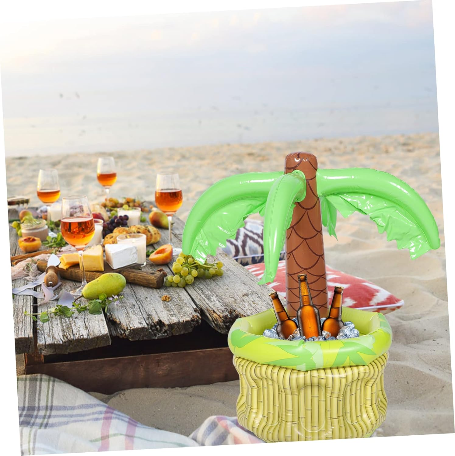 Coconut Palm Shape Ice Bucket Inflatable Beverage Cooler for Summer Pool Decor image number 3