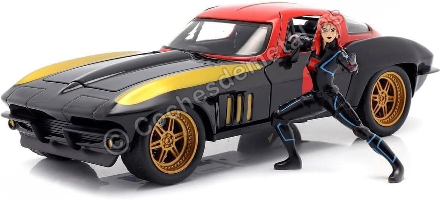 Jada 1:24 Diecast 1966 Chevy Corvette Stingray with Black Widow Figure
