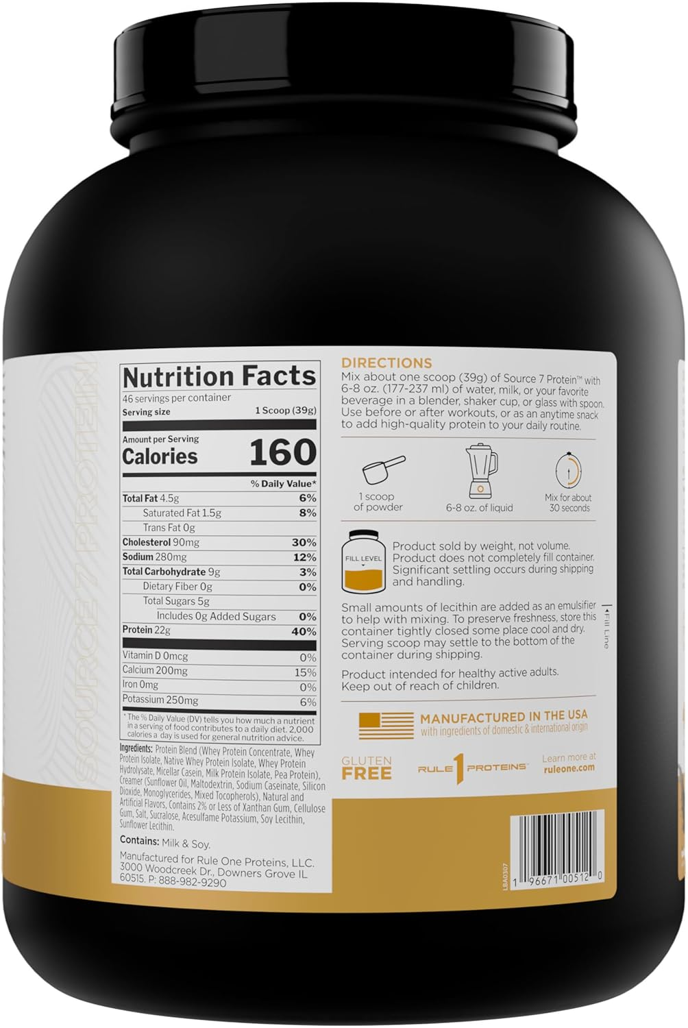 Rule 1 Source7 Multi-Source Protein Blend 4.99 Lb, Vanilla (58 Servings) image number 1