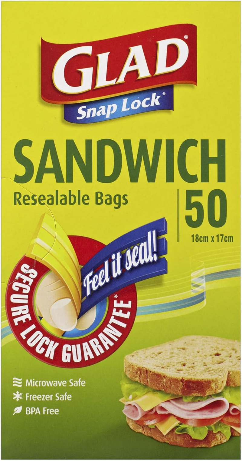 Glad Snap Lock Resealable Large Sandwich Bags, BPA Free, Microwave & Freezer Safe, 30 Count image number 3