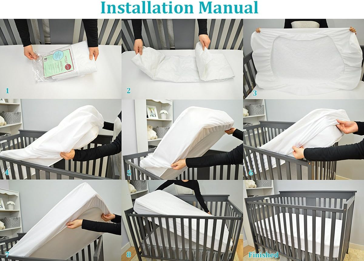 American Baby Company Waterproof Fitted Crib and Toddler Protective Mattress Pad Cover, White, for Boys and Girls image number 3