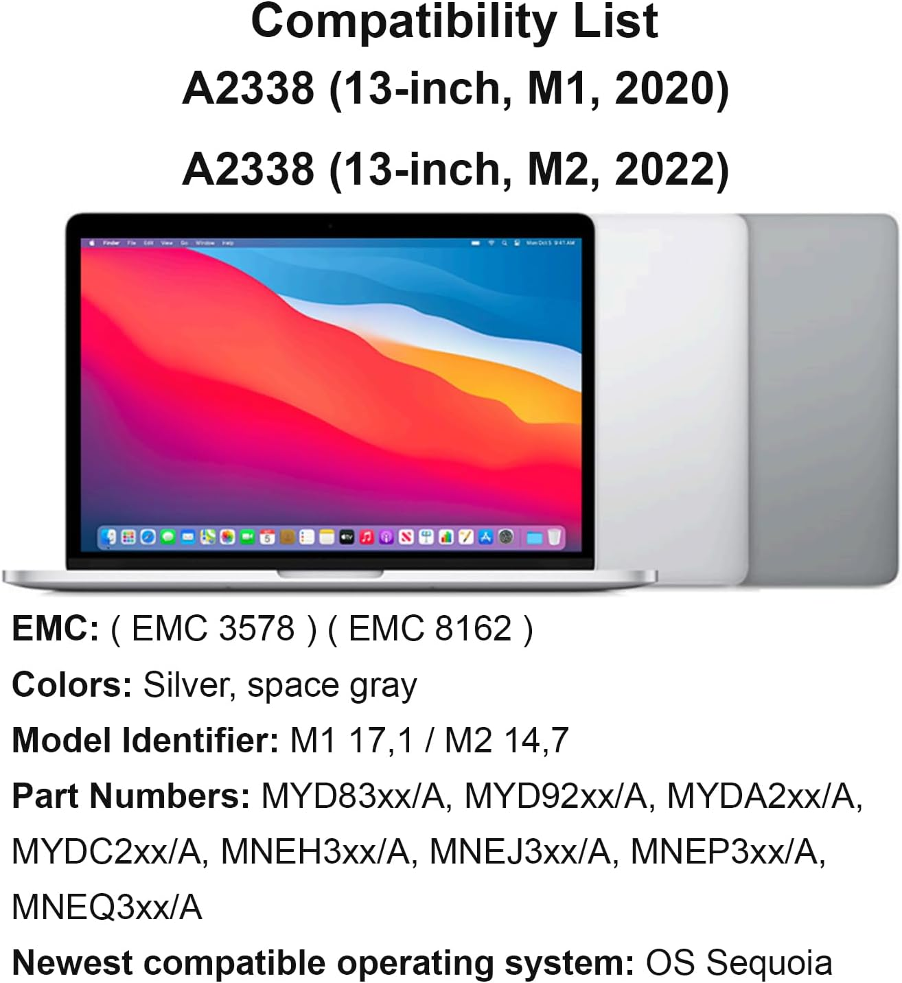 (Space Gray) for Macbook Pro A2338 (M1,2020) (M2,2022) EMC (3578) (8162) Retina Full CFCC Display Assembly LED LCD Screen Replacementa+++ image number 3