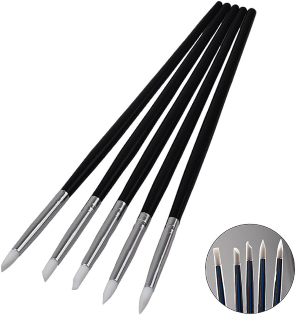 NOLITOY 10Pcs Nail Art Pen Silicone Pens and Nail Brushes for Tools for Home Manicure and Liner Work image number 3