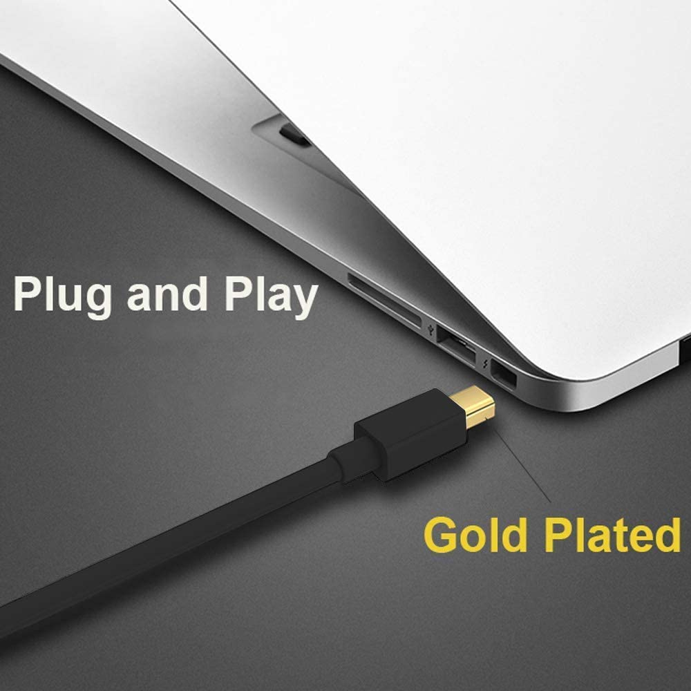 Mini Displayport to HDMI 4K - Thunderbolt to HDMI Adapter Cord 6FT Compatible with Apple Macbook Air Pro, Mac Mini, Microsoft Surface Pro 3/4 Dock to Tv/Monitor/Projector image number 1