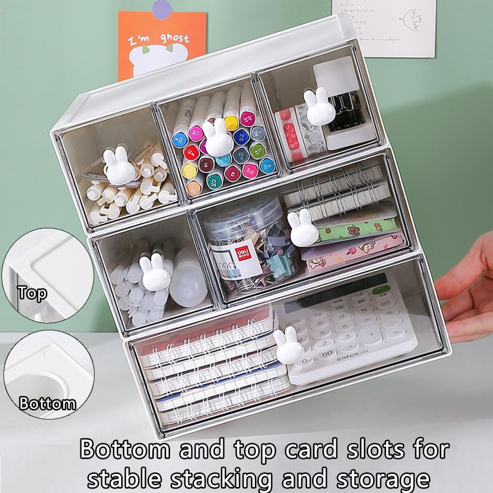 BAIEUEJO Cupboard Organizers Tea Box with 3 Drawers Plastic Stackable Tea Bag Organizer Storage Box for Tea Bags, Coffee, Etc. Kitchen Organiser for Kitchen/Bathroom/Dressing/Office, Etc (White) image number 4