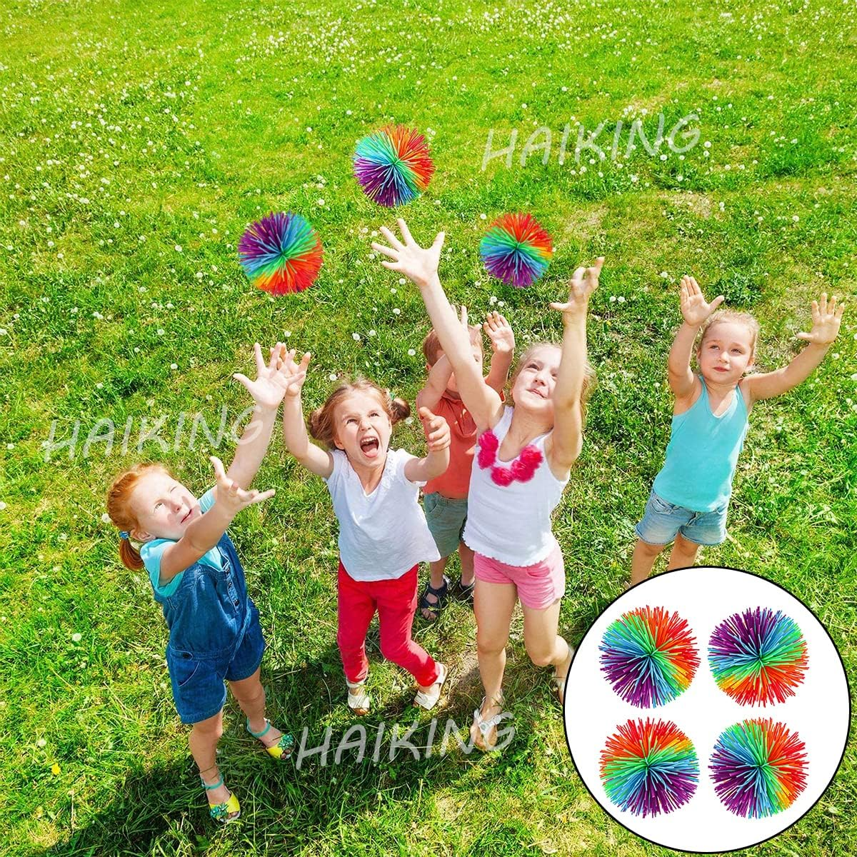Color Stringy Balls, 4 Pcs Colorful Silicone Ball for Calming, Relaxing, Autism Children, Birthday Party Toy, Gift(7Cm/2.76In) image number 4
