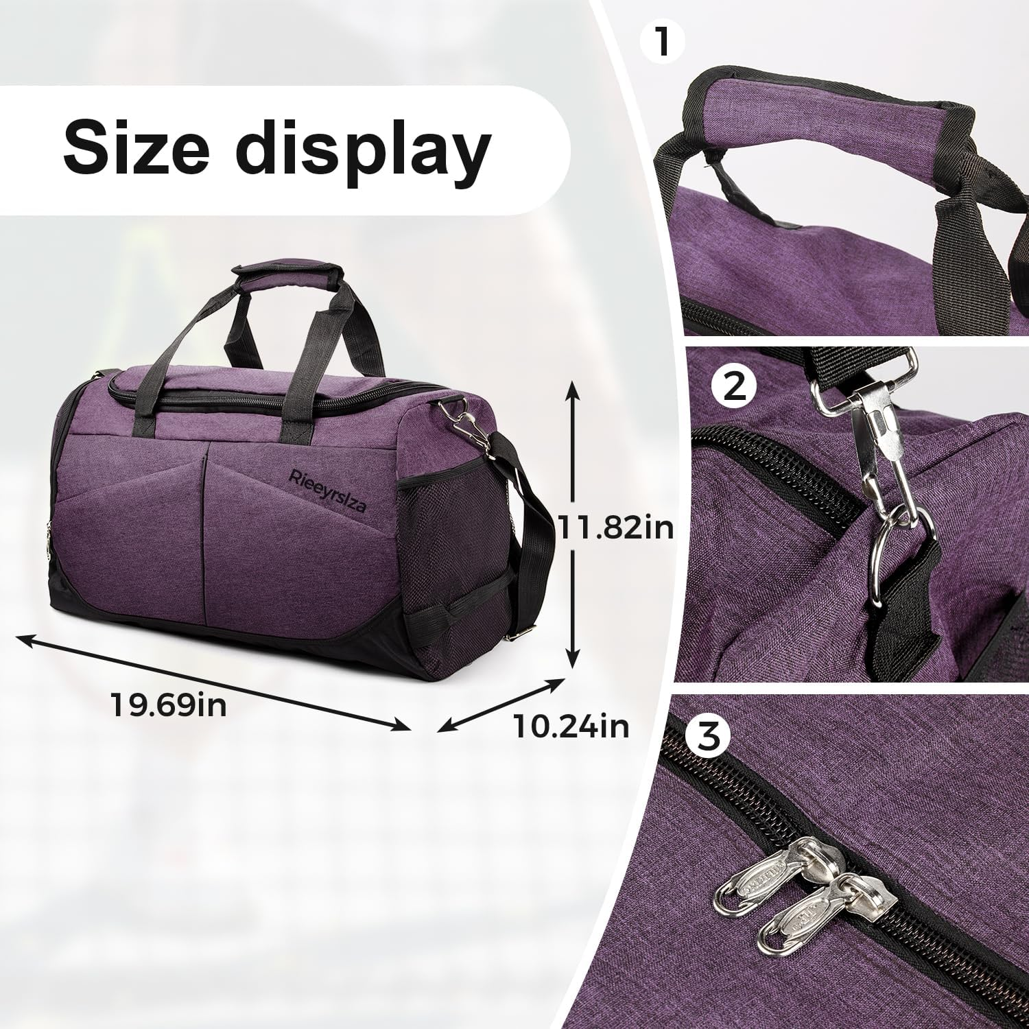 Sport Duffle Bag Sports Gym Bag with Shoes Compartment image number 3