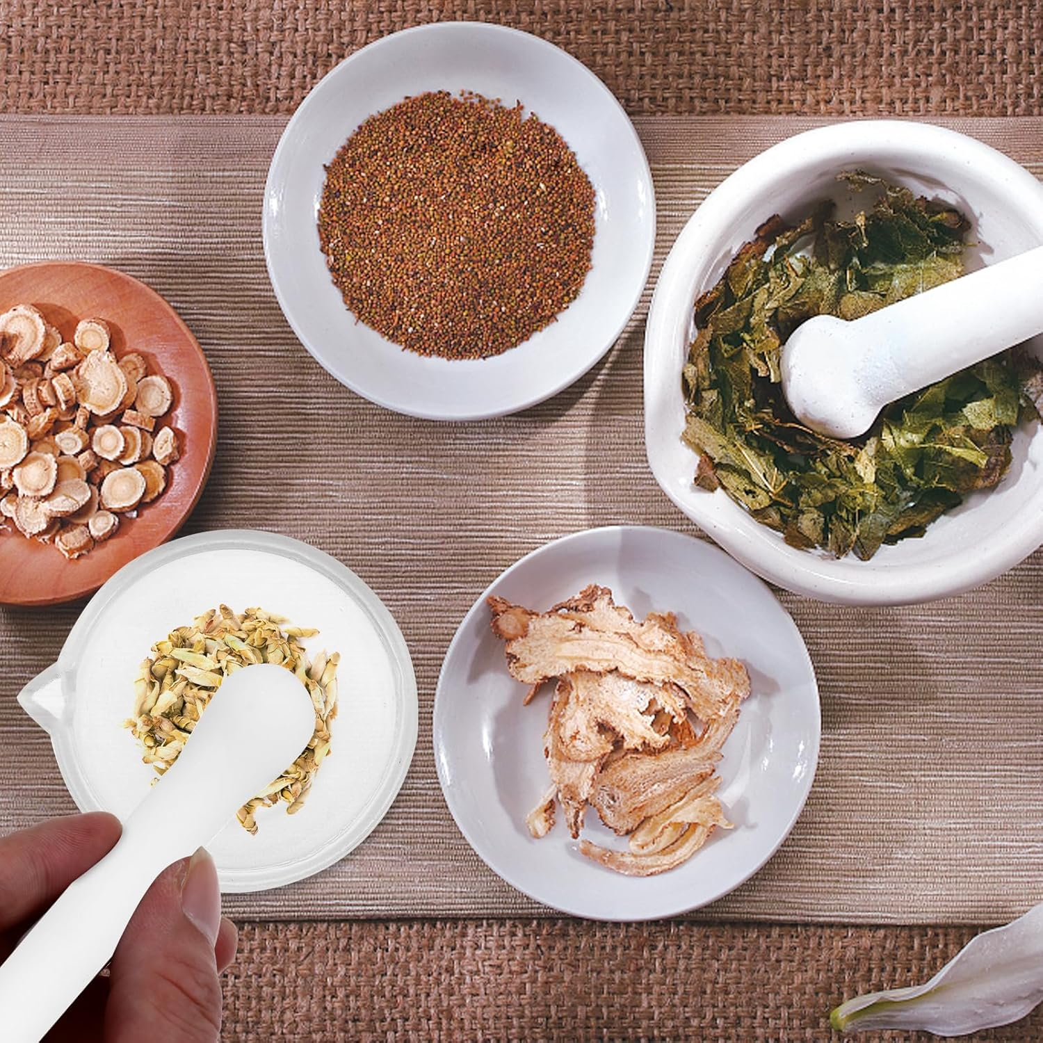 ULTECHNOVO 2 Sets Glass Lab Small for Onion Garlic Masher Fresh with Hand Masher and Bowl for Pepper Baby Vanilla image number 1