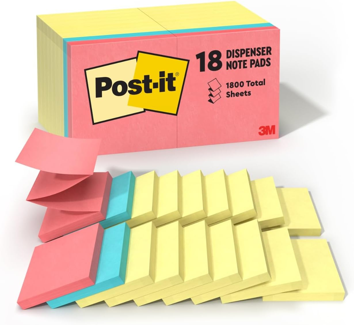 Post-It Pop-Up Notes, 3 in X 3 In, Marseille Collection, 12 Pads/Pack, 100 Sheets/Pad (R330-12AP)