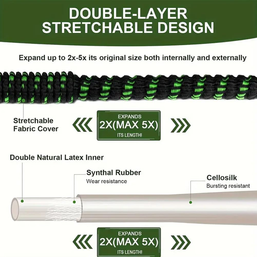 Garden Hose Car Washing Water Hose Flexible Water Hose 1/2&ldquo; Connector with 10 Patterns Spray Nozzle 50Ft image number 5