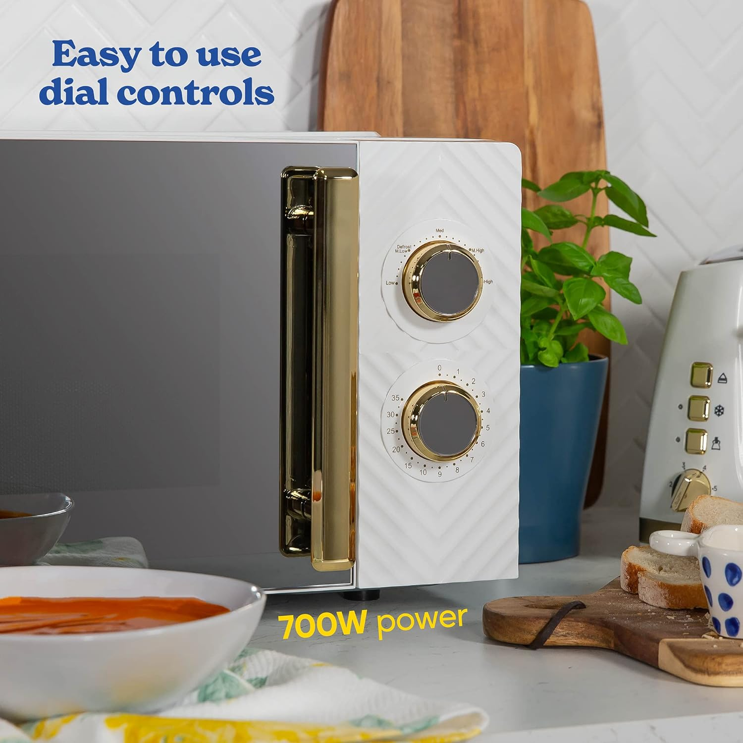 Russell Hobbs 17 Litre 700W White Solo Manual Microwave with Groove Design, 5 Power Levels, Integrated Timer and Defrost Function, Easy Clean RHMM723 - Grey image number 6