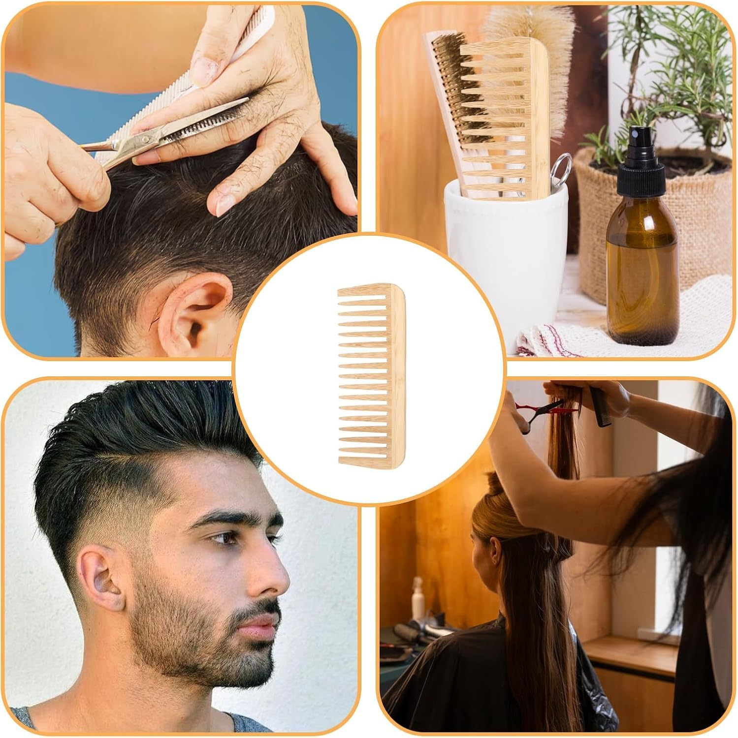 Bamboo Wide Tooth Comb, Large Hair Detangling Comb, Natural Wooden Combs for Hair, Beard, Mustache, Travel-Friendly, Hand Polished, No Handle Design (Bamboo, One Size) image number 4