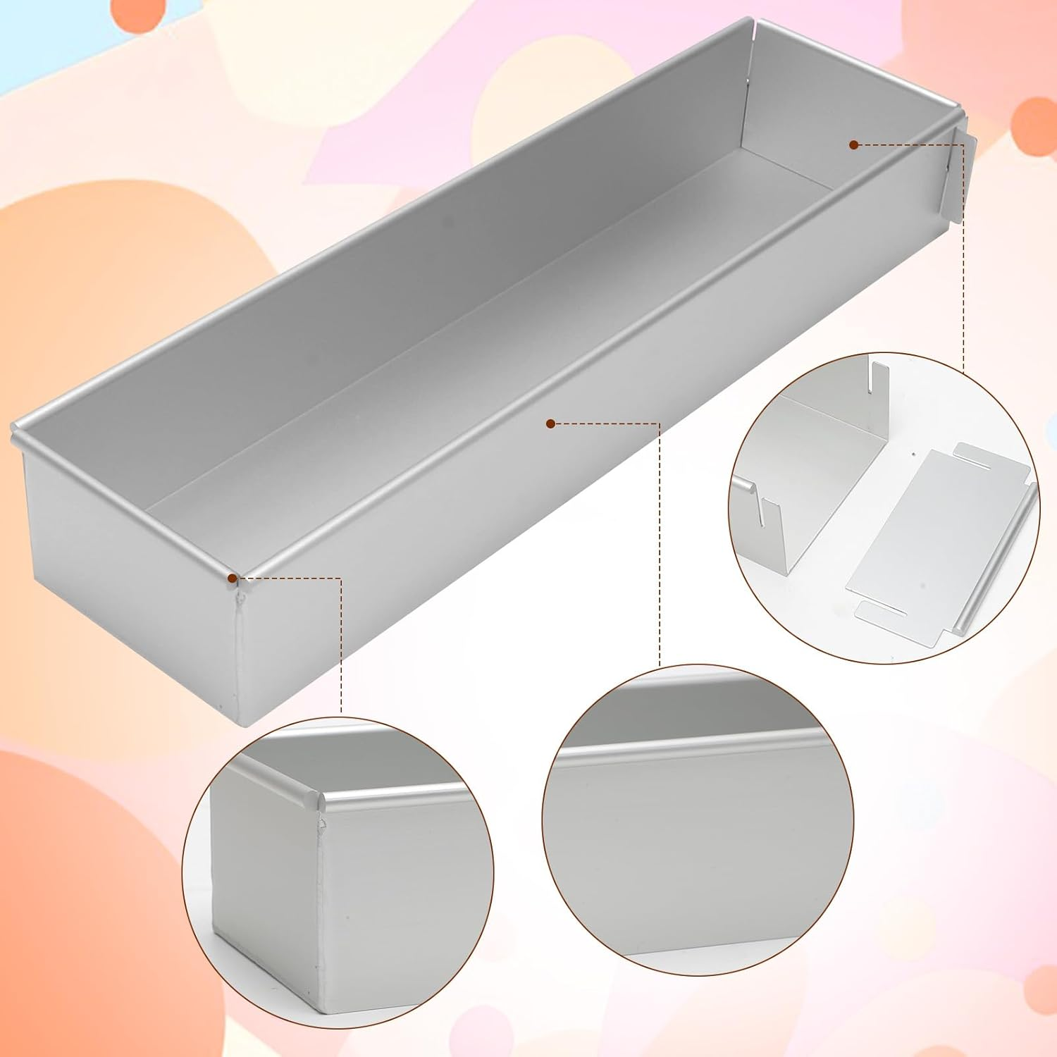 Rectangular Baking Mould 40 X 10 Cm, Adjustable Rectangular Mousse Cake Mould Made of Aluminium Alloy with 2 Spatulas Cake Mould Square for Cake Preparation Toast Bread Baking Layered Cakes image number 5