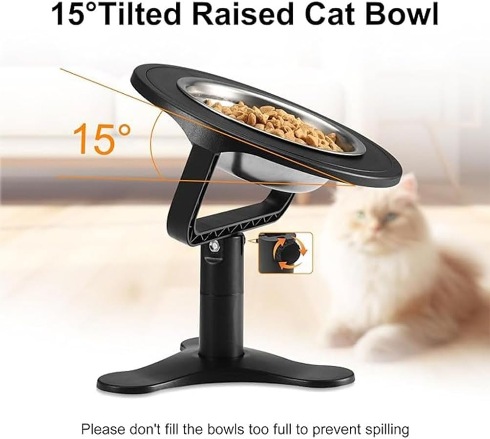 Dog Bowl Holder Height Adjustable Dog Bowl 0 to 20 Degree Tilted Neck Protection Pet Bowl Non-Slip Dog Feeder for Small Dogs Cats Pets Dry and Wet Food (2 Pcs) image number 2