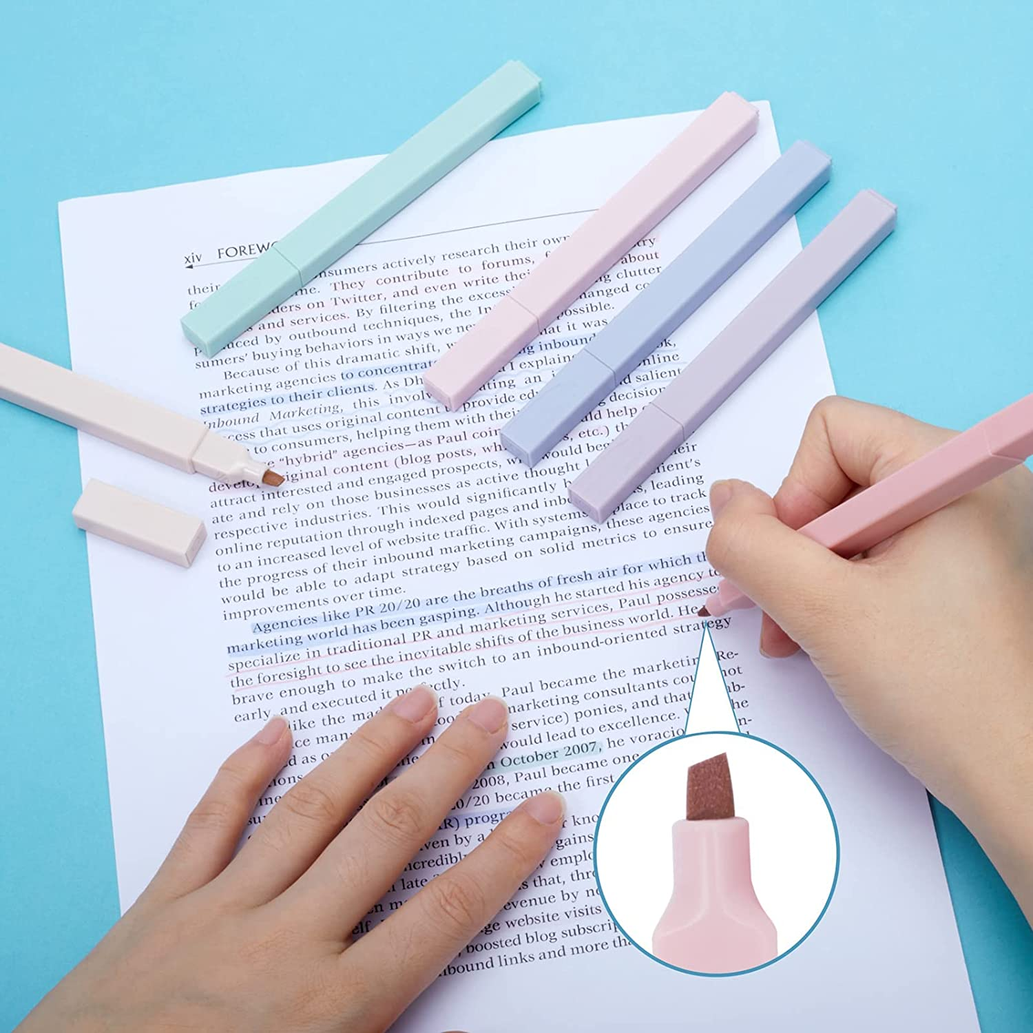 12 Pcs Aesthetic Highlighters,Bible Highlighter,Pastel No Bleed Pen, Planner Pens,Book Annotating Set