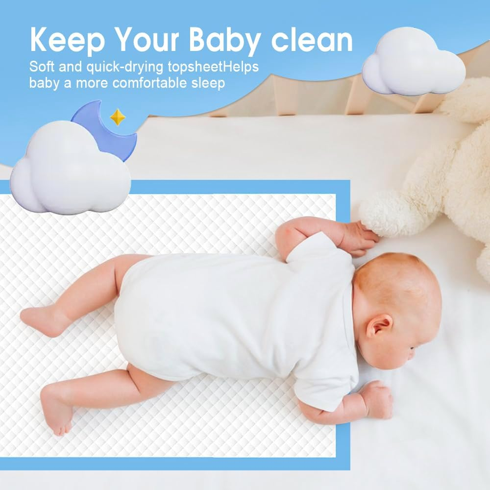 Felic 80-Count Disposable Bed Pads 90X60Cm, Baby Diaper Changing Pads Large, Economy Pads Adult Incontinence Bed Pee Underpads Absorbent Chucks for Adults,Kids,Elderly, Puppy Pee Pad (2Pack-80Pcs) image number 3