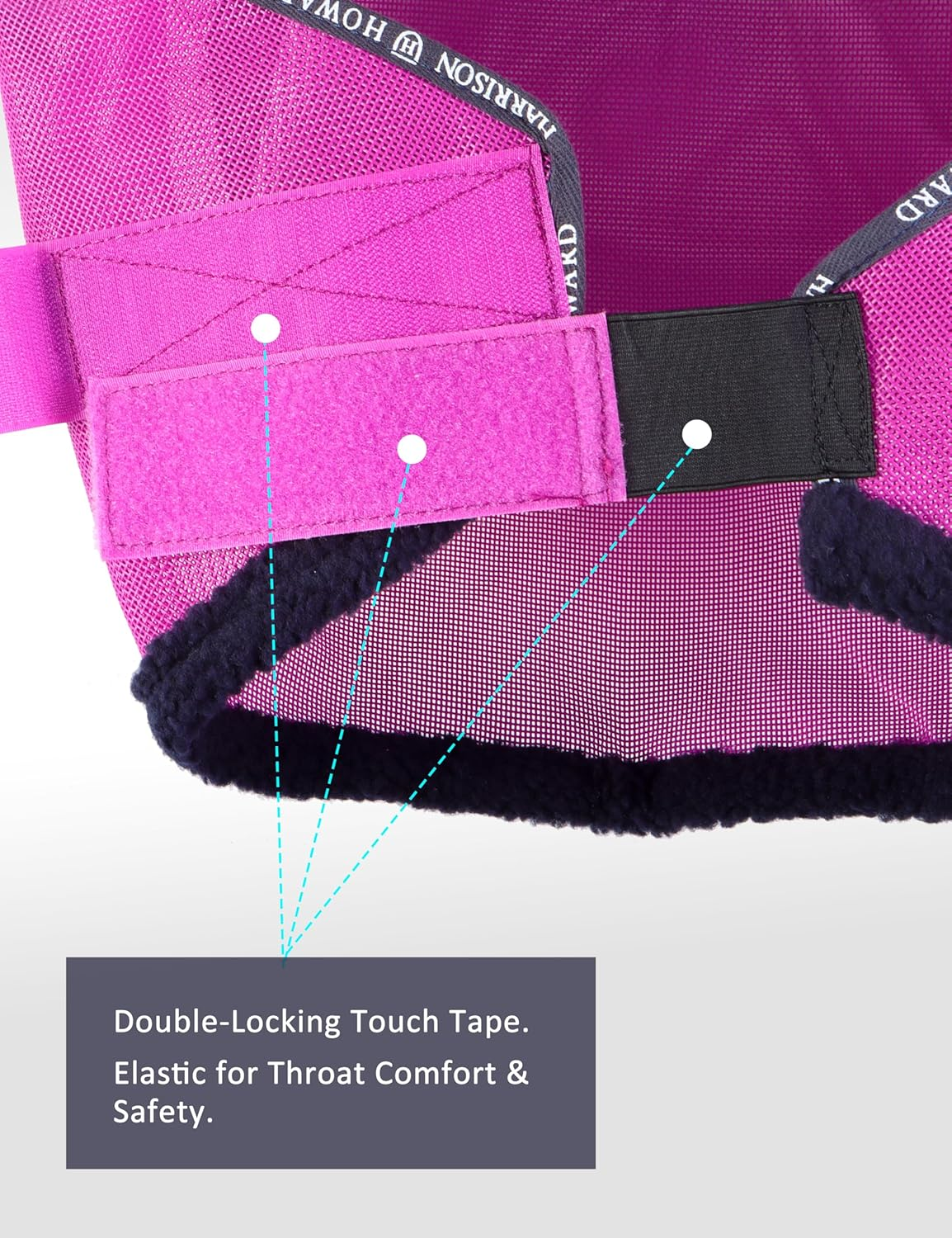 Harrison Howard All round Mesh Horse Fly Mask UV Protective with Fleece Padded Edging Purple L image number 5
