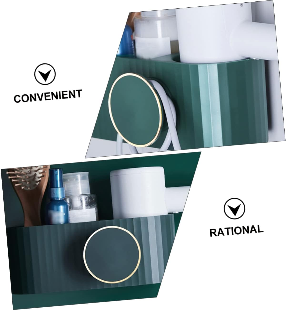 Creative Storage Rack Punch-Free Hair Dryer Holder Wall-Mounted ABS Bathroom Storage Shelf for Hair Dryer and Small Items in Home Decoration Toilet image number 3