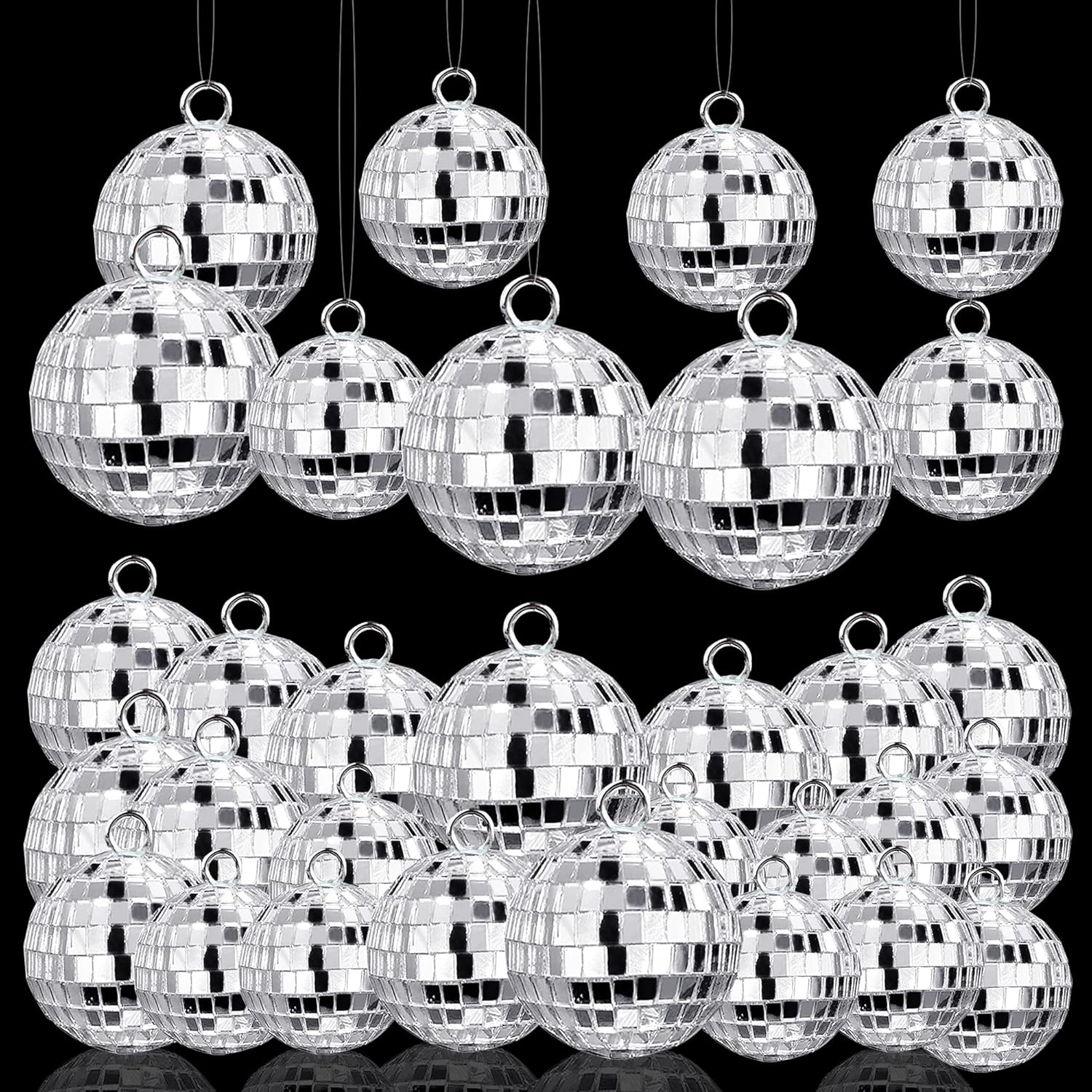 40 PCS 0.78 Inch 1 Inch 1.2 Inch Disco Ball Cake Decoration Ornaments Reflective Mirror Ball Cake Decoration Silver Mini Disco Ball Decoration for Table Decorations 70S Theme Disco Party Supplies