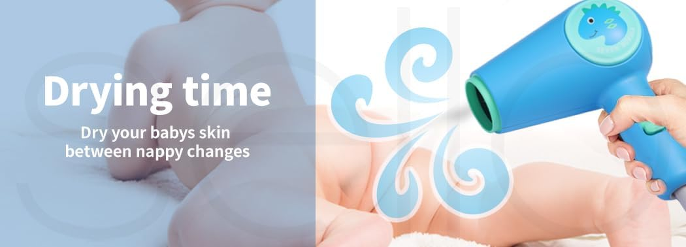 Spector Baby Blow Dryer - Baby Hair Dryer with Gentle Heat Technology for Minimal Noise, Featuring Two Heat Settings - Baby Blow Dryer for Cute Hair Styling, Blue