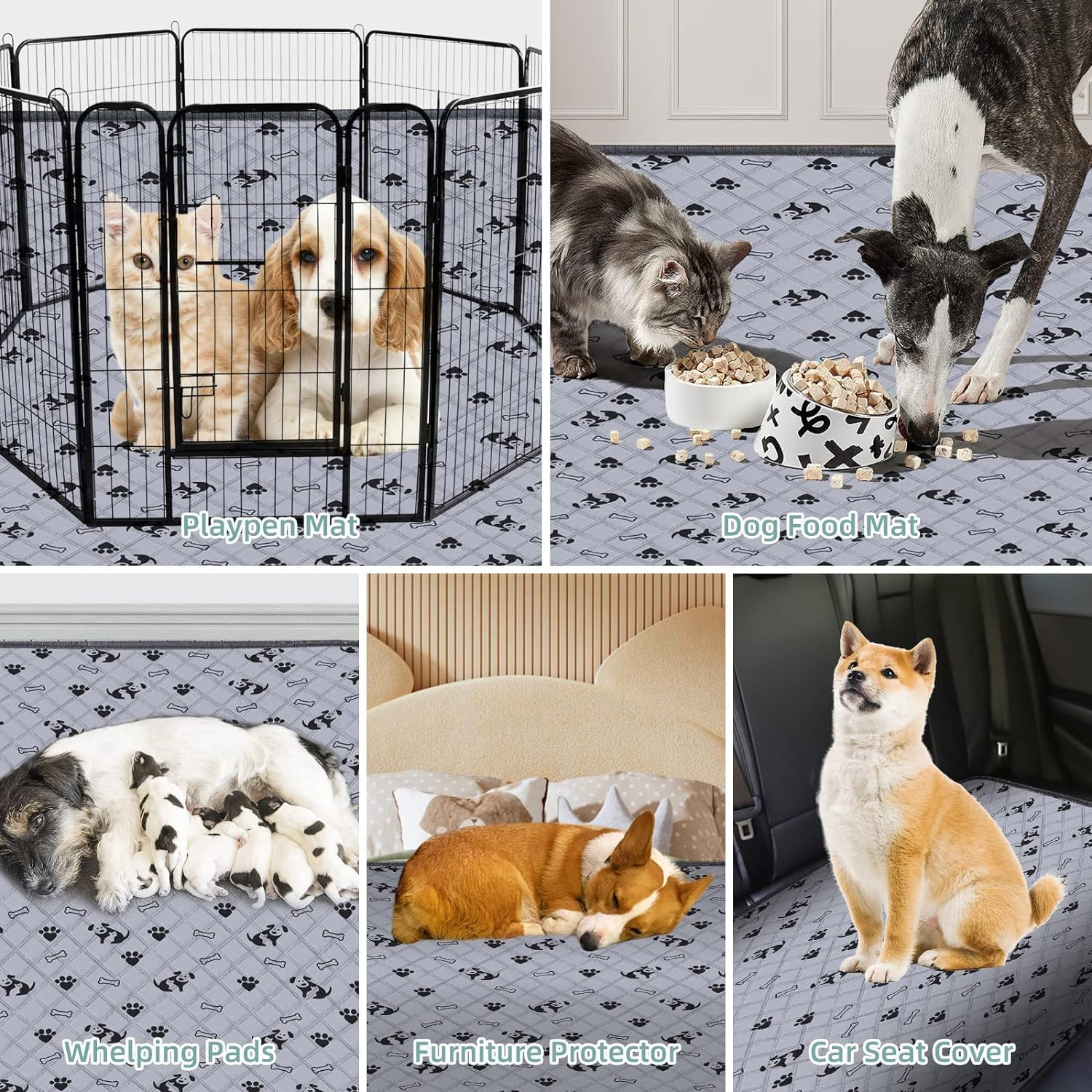 Washable Dog Pee Pads Reusable 2 Pack, Reusable Puppy Potty Training Pads Non-Slip Waterproof Mat for Indoor, Travel, Whelping, Housebreaking, Incontinence 100 X 90 Cm