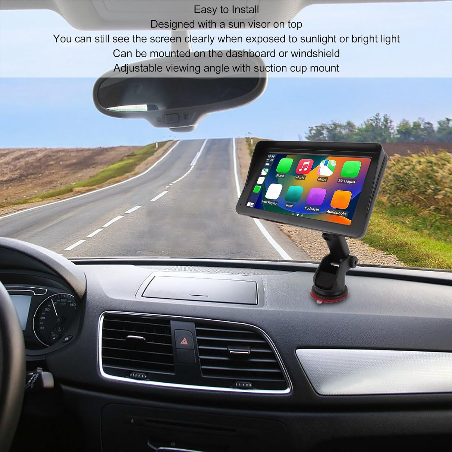 Jectse 7 Inch HD Double Din Car Stereo, 2.4Ghz Wifi Touchscreen Multimedia Player, Voice Control, Bluetooth Calling, Navigation, for 7-32V Vehicles