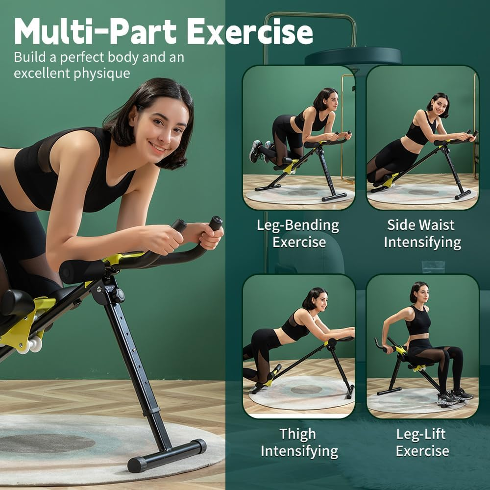 Leikefitness Height Adjustable Ab Trainer Abdominal Whole Body Workout Machine Waist Cruncher Core Toner Leg Thighs Buttocks Shaper with LCD Monitor AB9380