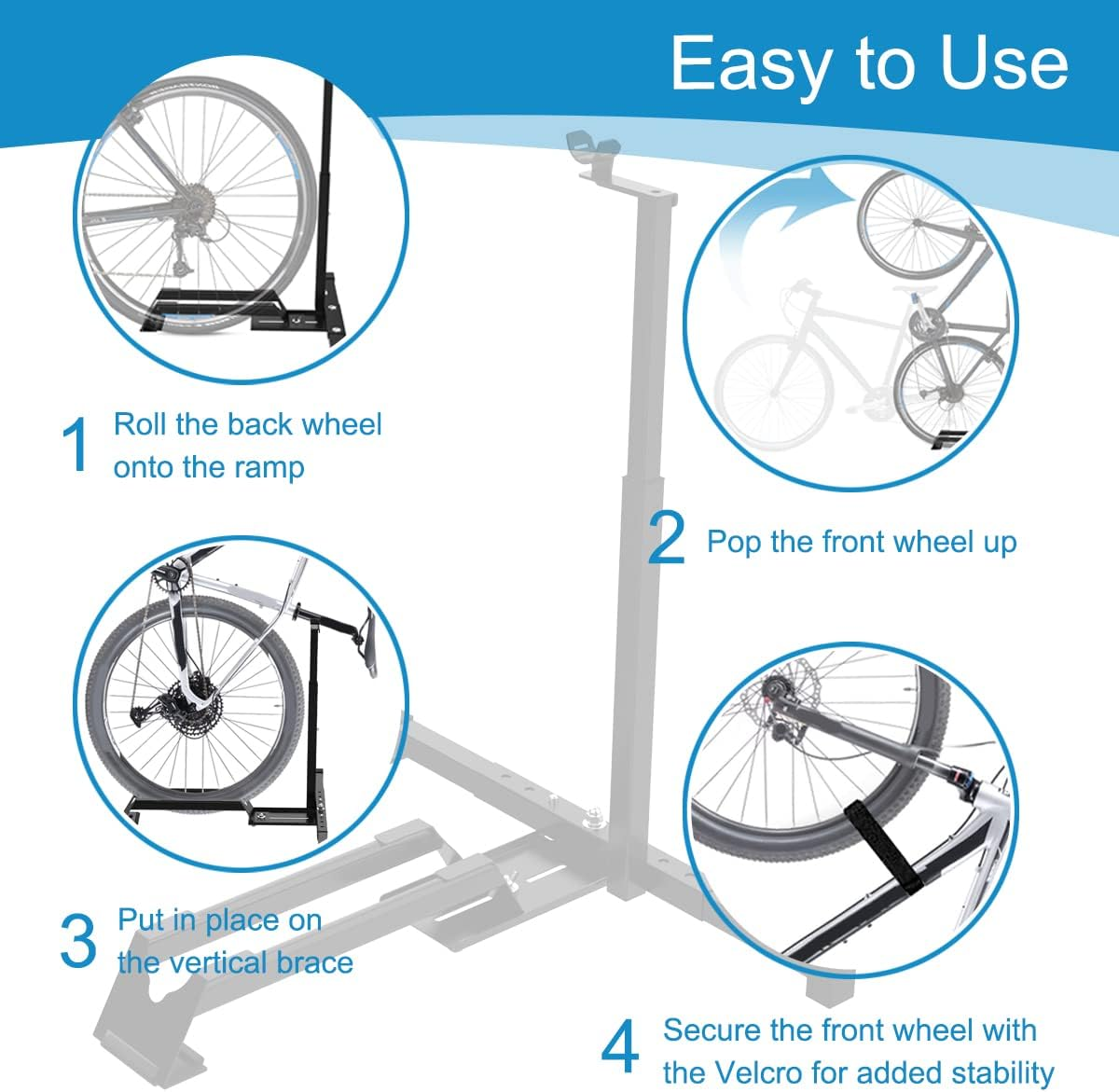 Qualward Vertical Bike Stand Floor Bicycle Rack Adjustable Upright Design, Space Saving for Living Room, Bedroom and Garage image number 4