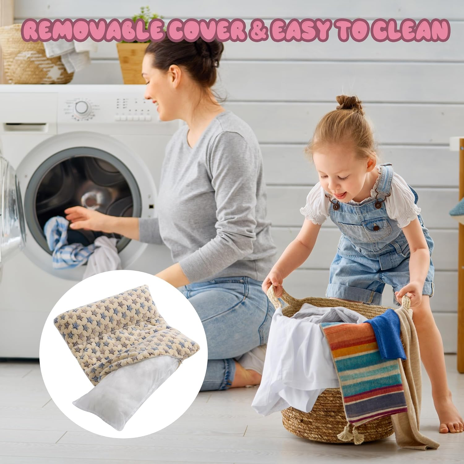 HOMBYS 5" Thickened Bunny Bed, Cuddle Rabbit Bed Soft Plush Cuddle Cushion with Lounger Pillow, Warp Design for Indoor Small Animals, Kitten, Hamster, Guinea Pig, Small Pet Flop Mat, (Yellow) image number 1